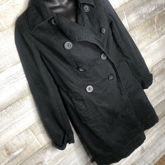 Old Navy black midi trench coat - Picture 3 of 4